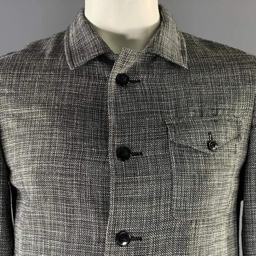KLEIN EPSTEIN & PARKER Chest Size L Black White & Black Heather Wool Blend Coat